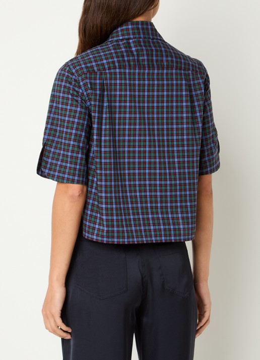 Claudie Pierlot Multico blouse met ruitdessin - achterkant 4 royalblauw