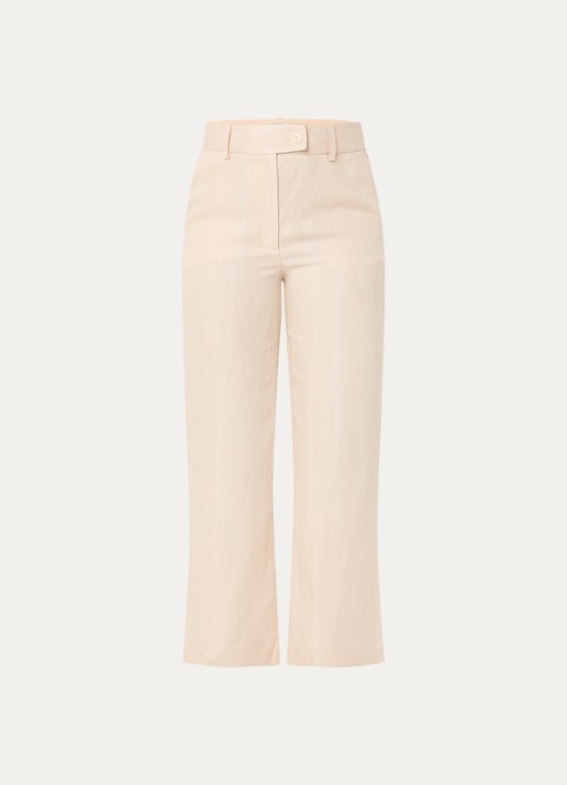 Claudie Pierlot Passila pantalon in linnenblend met steekzakken - voorkant 2 creme