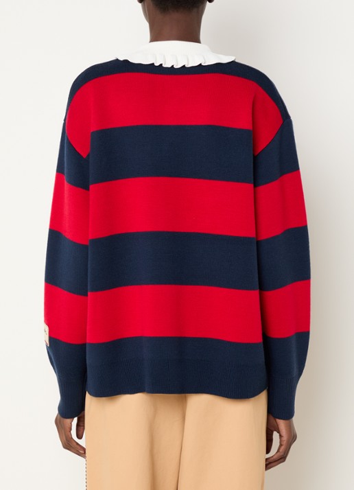 Claudie Pierlot Polo met streepprint - achterkant 2 rood