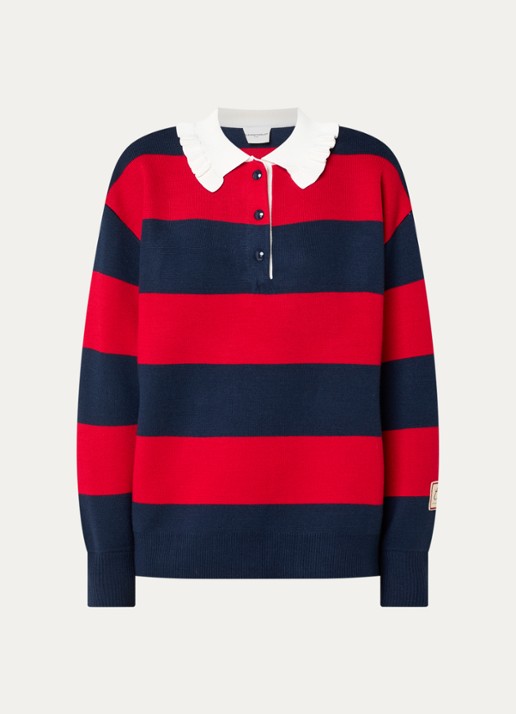 Claudie Pierlot Polo met streepprint - voorkant 3 rood