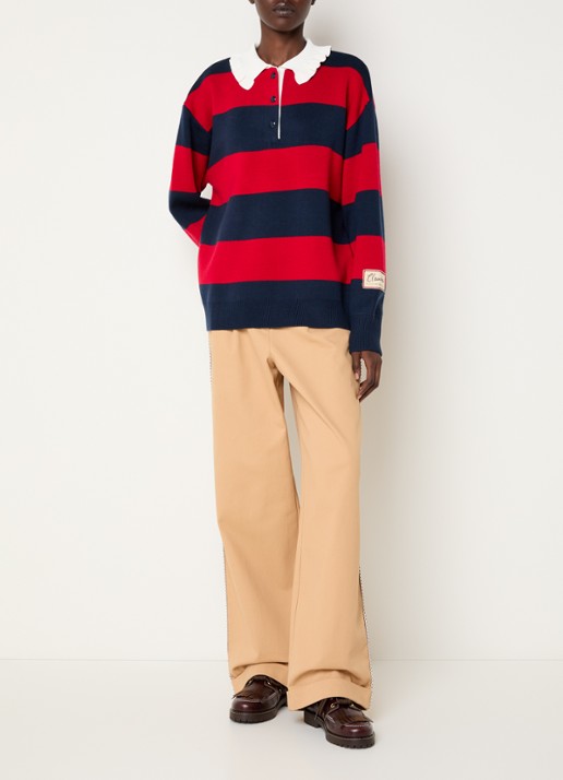 Claudie Pierlot Polo met streepprint - voorkant 4 rood