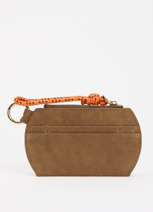 Claudie Pierlot Portemonnee van suède - achterkant camel