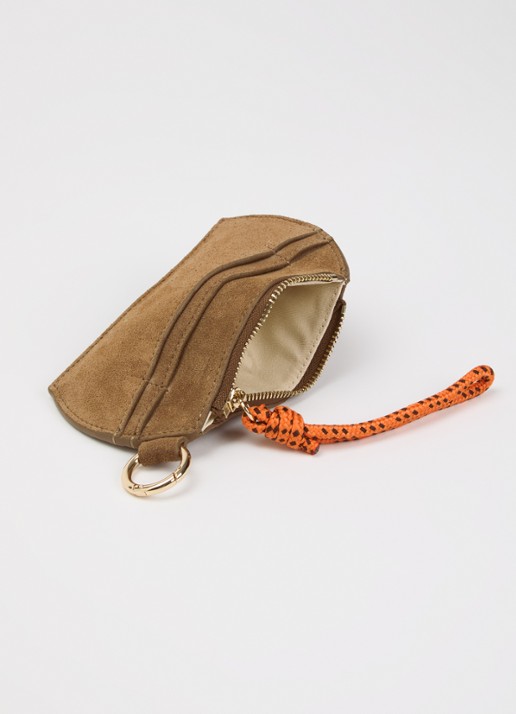 Claudie Pierlot Portemonnee van suède - voorkant 3 camel