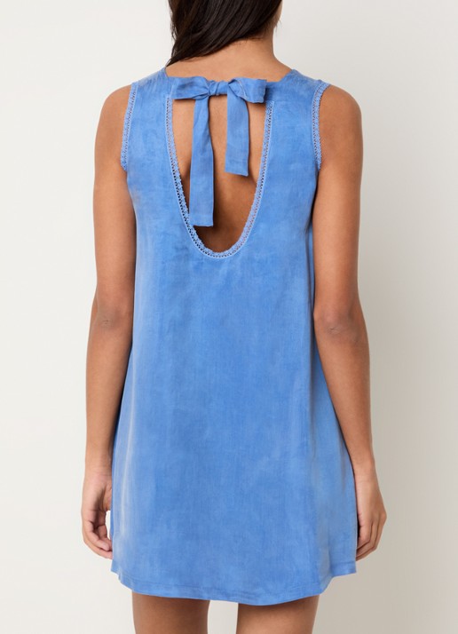 Claudie Pierlot Relea mini A-lijn jurk met gestrikt detail - achterkant blauw