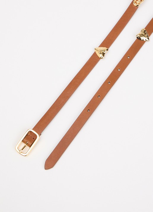 Claudie Pierlot Riem van kalfsleer - detail 2 camel