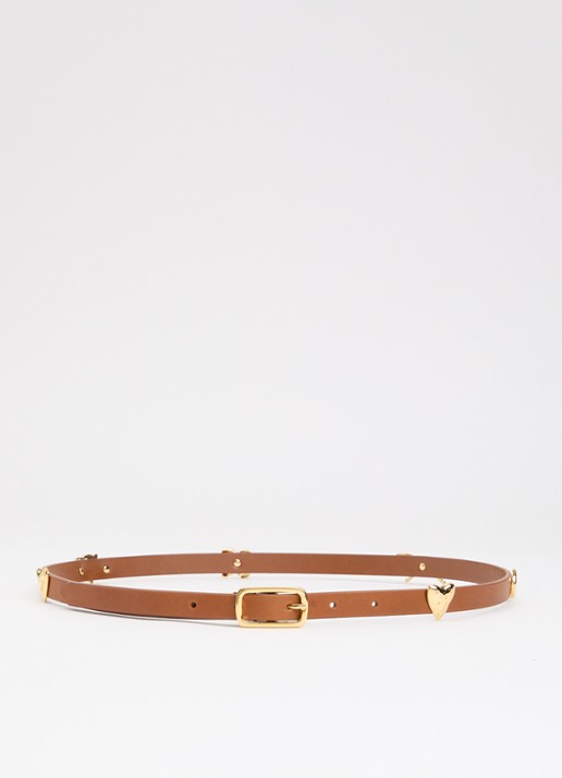 Claudie Pierlot Riem van kalfsleer - voorkant camel