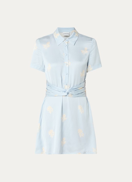 Claudie Pierlot Risma mini tuniekjurk met bloemenprint - voorkant 3 lichtblauw