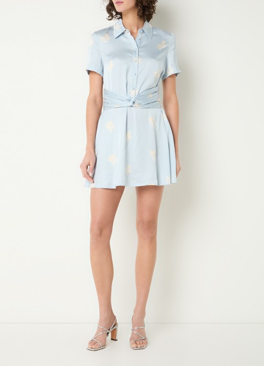Claudie Pierlot Risma mini tuniekjurk met bloemenprint - voorkant 4 lichtblauw