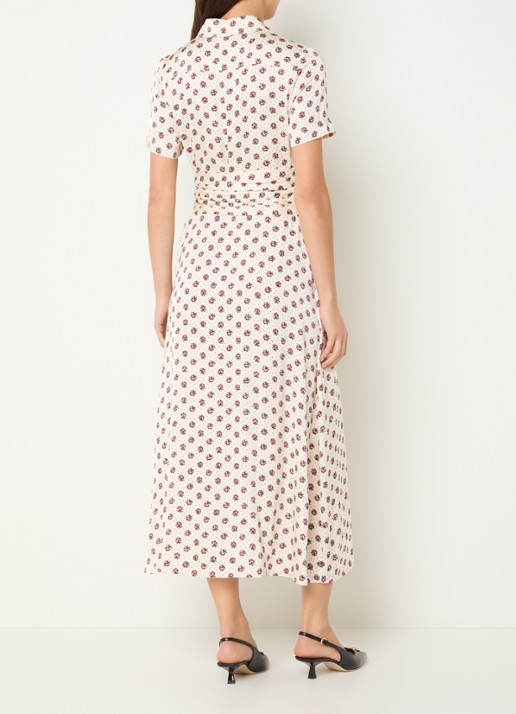 Claudie Pierlot Rismana midi tuniekjurk met bloemenprint - achterkant 3 gebroken wit