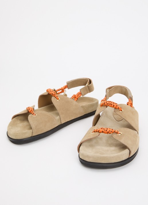 Claudie Pierlot Sandaal van suède - detail 3 donkerbeige