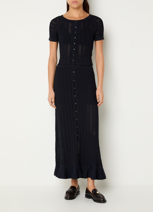 Claudie Pierlot Semi-transparante top met structuur - voorkant 4 blauw