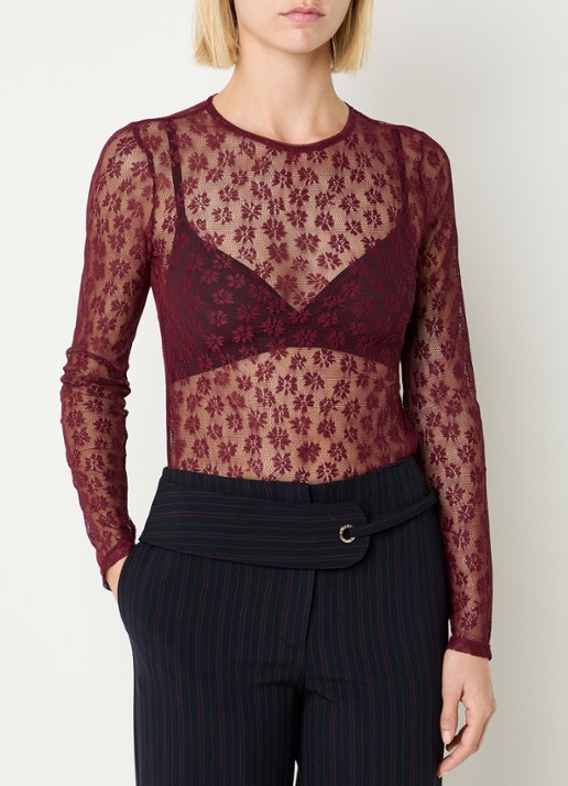 Claudie Pierlot Semi-transparante top van kant