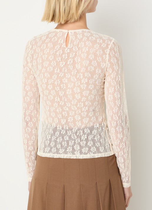 Claudie Pierlot Semi-transparante top van kant - achterkant 2 gebroken wit