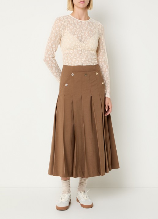 Claudie Pierlot Semi-transparante top van kant - voorkant 4 gebroken wit