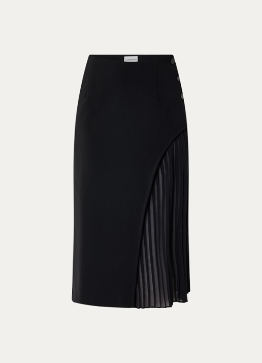 Claudie Pierlot Simona midi rok met plissé - voorkant 2 zwart