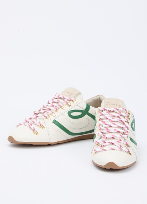 Claudie Pierlot Swing sneaker van kalfsleer met logo - detail 3 gebroken wit