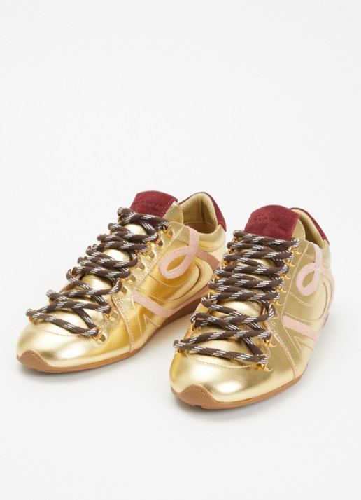 Claudie Pierlot Swing sneaker van leer met metallic finish - detail 3 goud