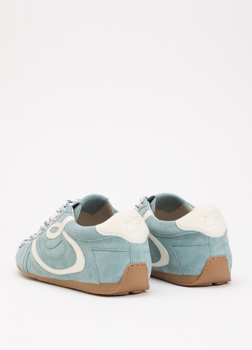 Claudie Pierlot Swing sneaker van suède - achterkant 3 lichtblauw