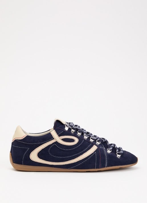 Claudie Pierlot Swing sneaker van suède - voorkant 2 donkerblauw