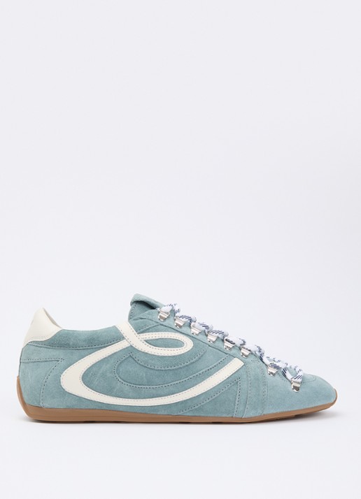 Claudie Pierlot Swing sneaker van suède - voorkant 2 lichtblauw