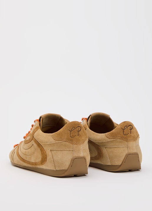 Claudie Pierlot Swing sneaker van suède - achterkant 4 zand