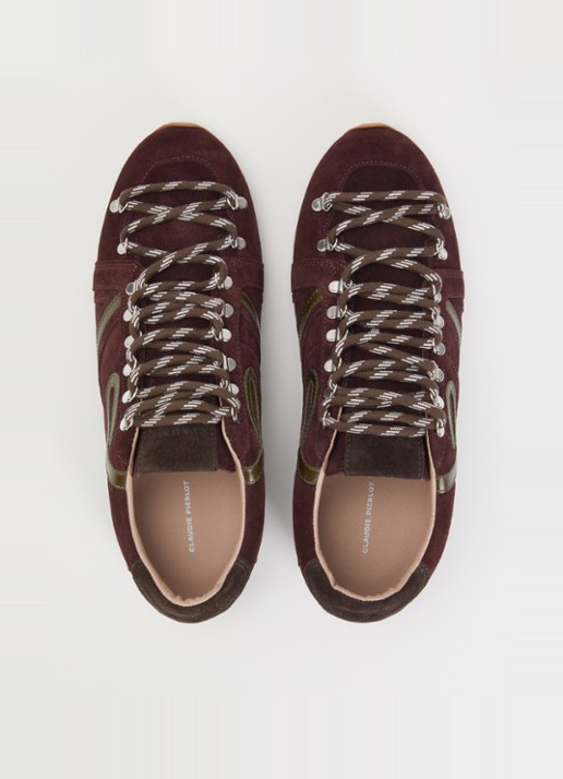 Claudie Pierlot Swing sneaker van suède - detail 6 bordeauxrood
