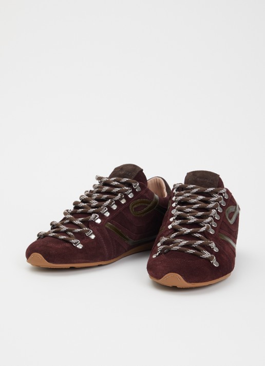 Claudie Pierlot Swing sneaker van suède - detail 8 bordeauxrood