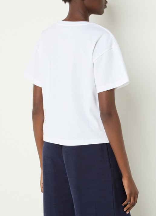 Claudie Pierlot T-shirt met logoborduring - achterkant gebroken wit