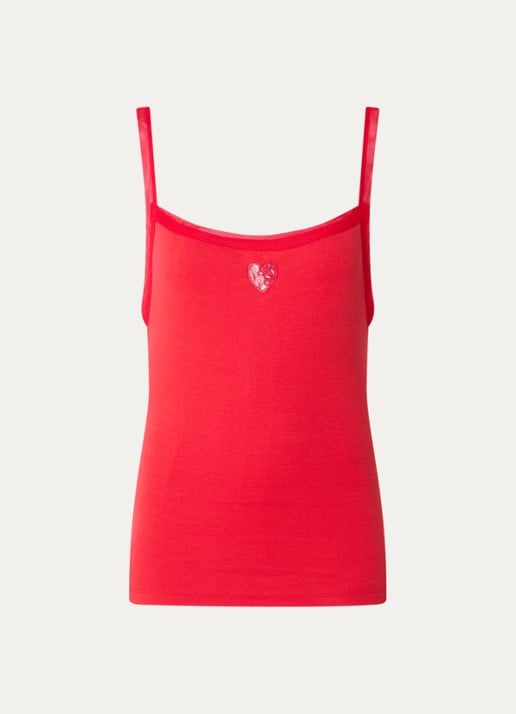 Claudie Pierlot Tanktop met details van mesh en borduring - voorkant 3 rood