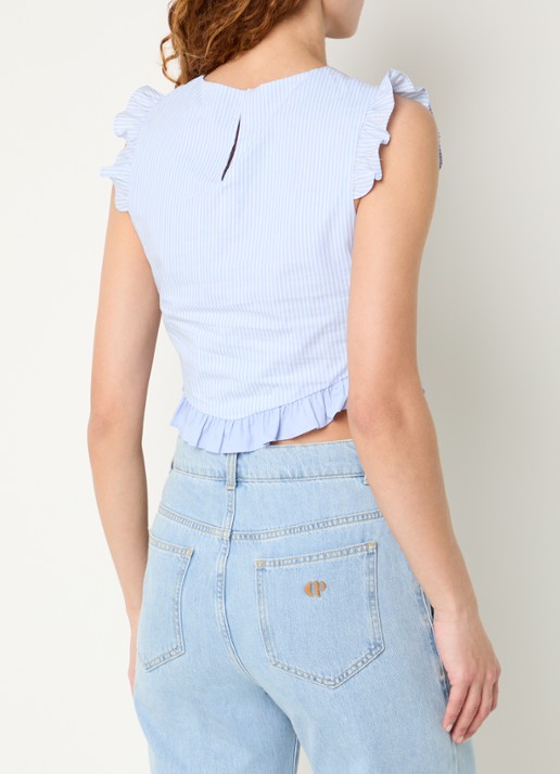 Claudie Pierlot Top met asymmetrische zoom - achterkant 4 lichtblauw