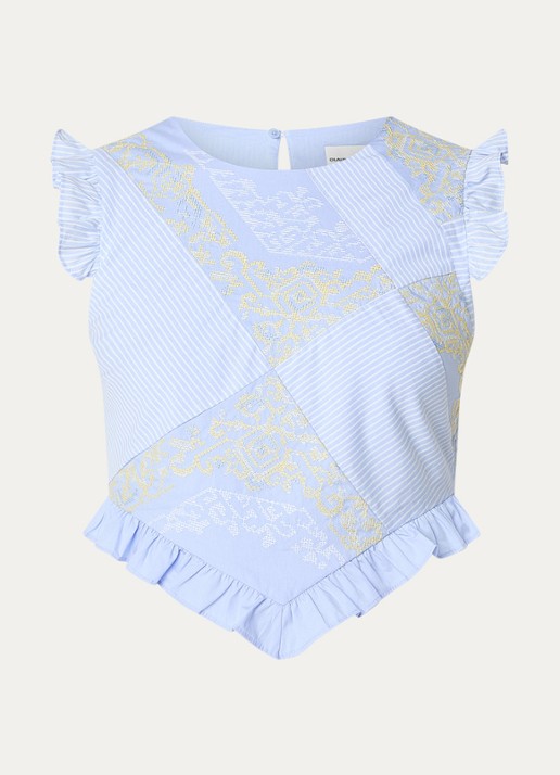 Claudie Pierlot Top met asymmetrische zoom - voorkant 2 lichtblauw
