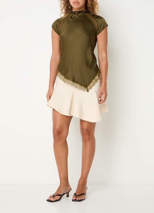Claudie Pierlot Top met details van kant - voorkant 3 bronsgroen