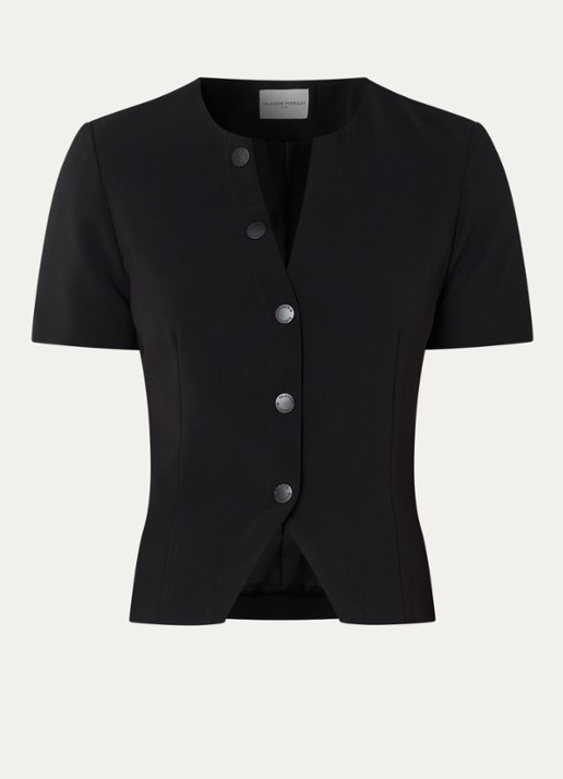 Claudie Pierlot Top met ronde hals - voorkant 3 zwart