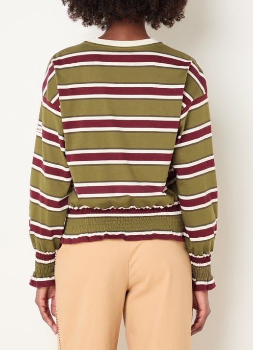Claudie Pierlot Top met streepprint - achterkant 3 mosgroen