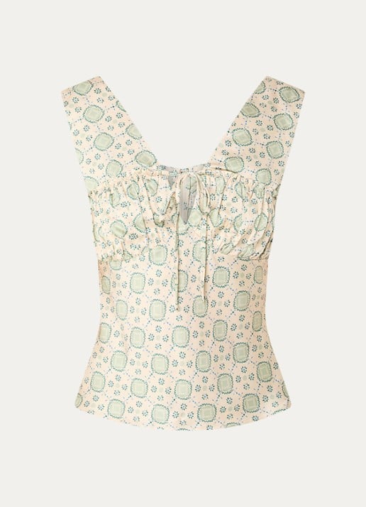 Claudie Pierlot Top met V-hals en print - voorkant 2 lichtgroen