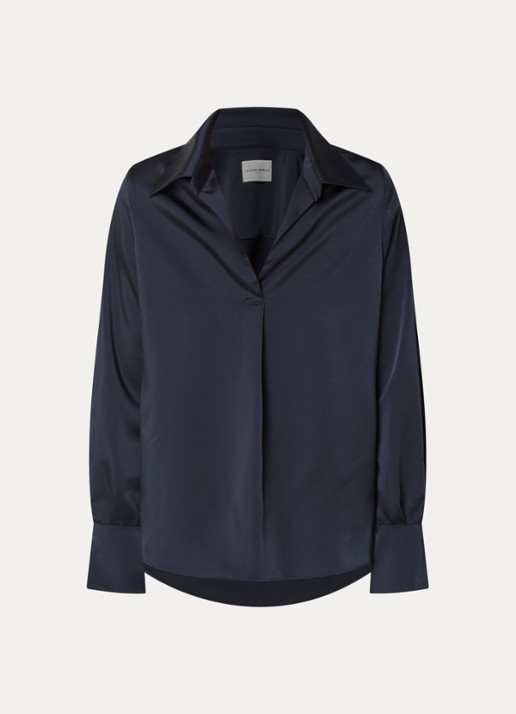 Claudie Pierlot Top van satijn - voorkant 2 blauw