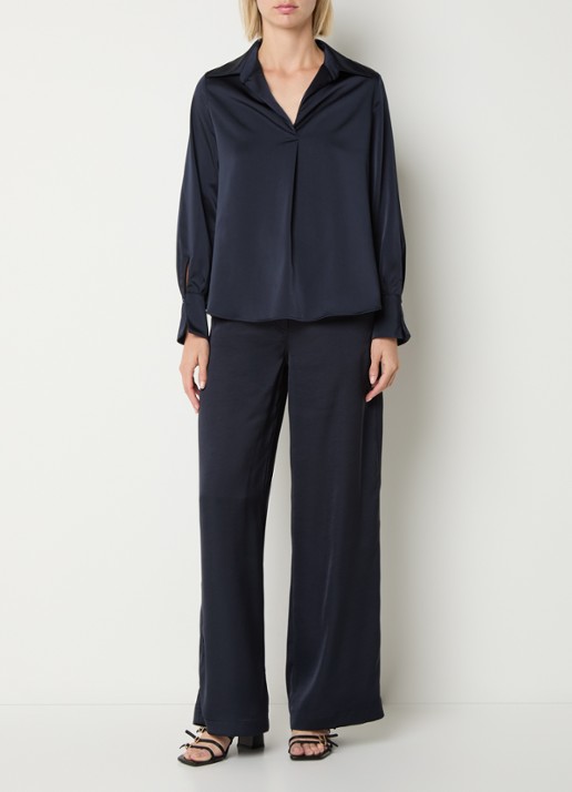 Claudie Pierlot Top van satijn - voorkant 3 blauw