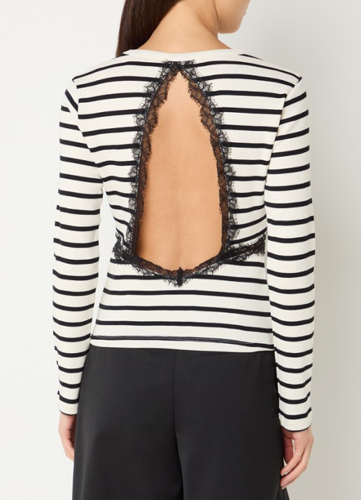 Claudie Pierlot Tracya top met streepprint en rugdecolleté