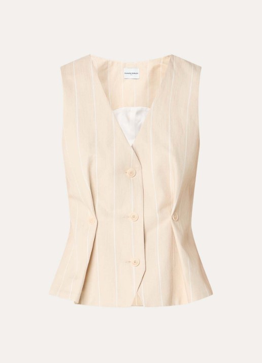 Claudie Pierlot Velitarayee gilet met streepprint - voorkant creme