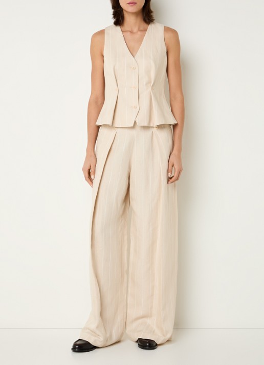 Claudie Pierlot Velitarayee gilet met streepprint - voorkant 2 creme