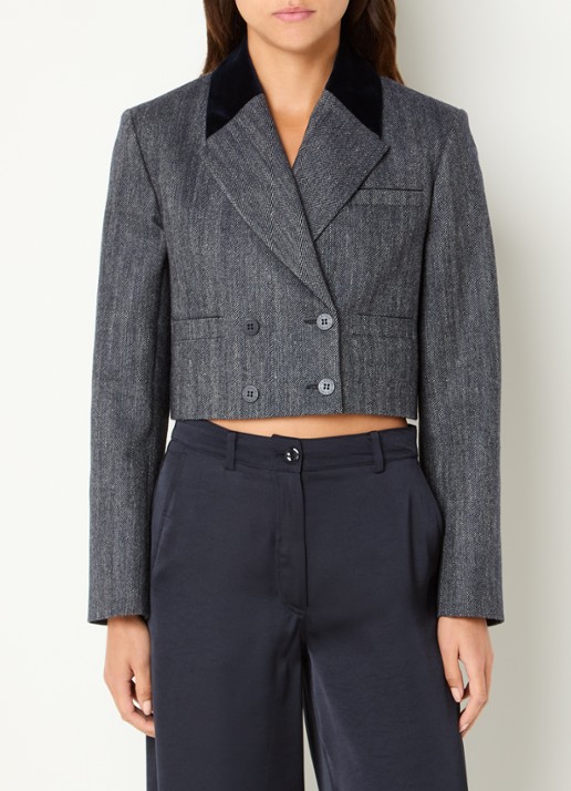 Claudie Pierlot Victor cropped blazer in wolblend met opgestikte zakken