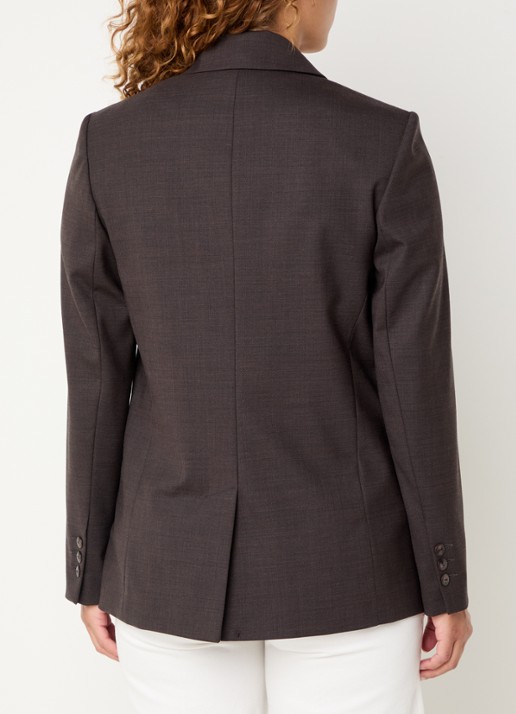 Claudie Pierlot Villagabis blazer in wolblend met klepzakken - achterkant donkerbruin
