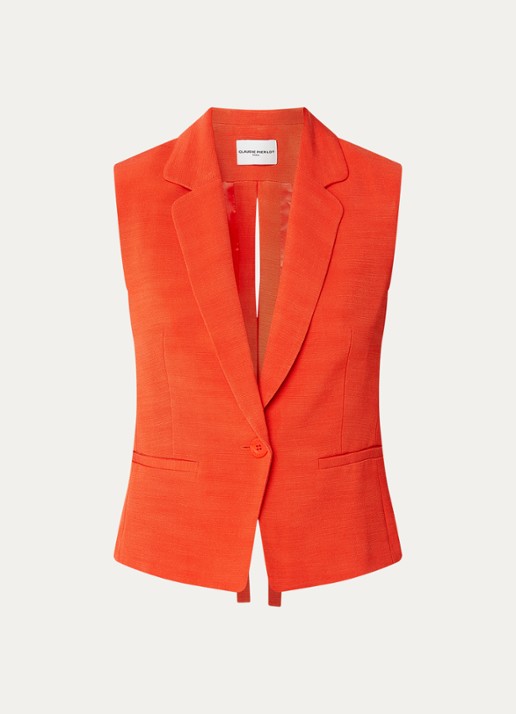 Claudie Pierlot Ville gilet met rug decolleté - voorkant 3 oranjerood