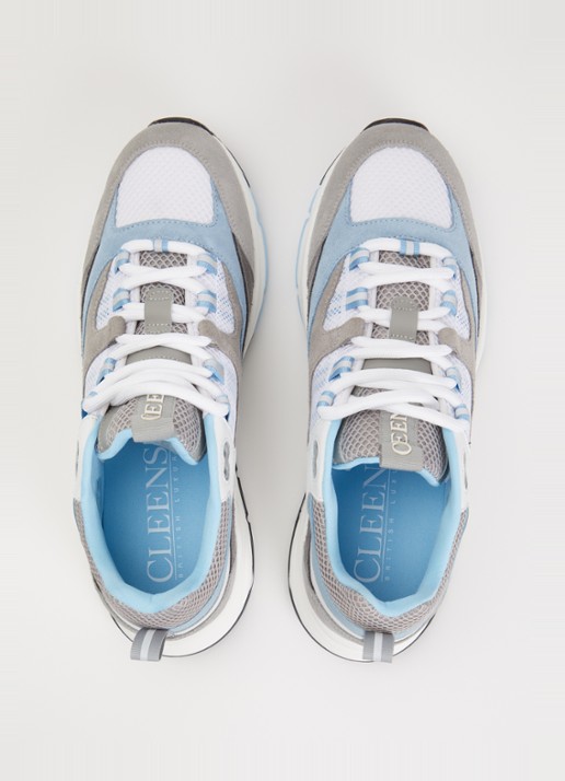 Cleens Aero Runner sneaker met suède details - detail 4 grijs
