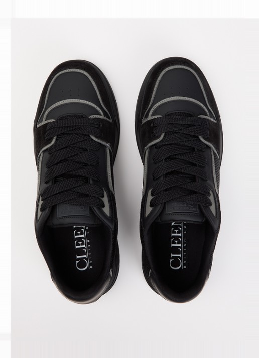 Cleens Lay Up sneaker met leren en suède details - detail 4 zwart