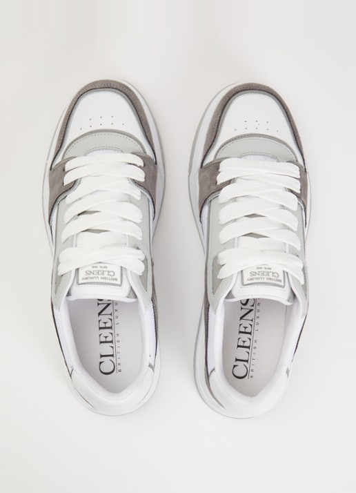 Cleens Lay Up sneaker met leren suède details - detail 4 grijs