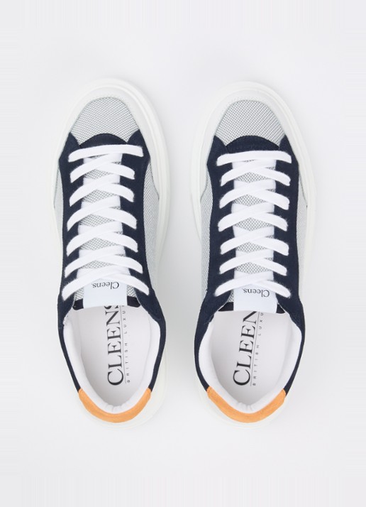 Cleens Luxor sneaker met suède details - detail 2 wit