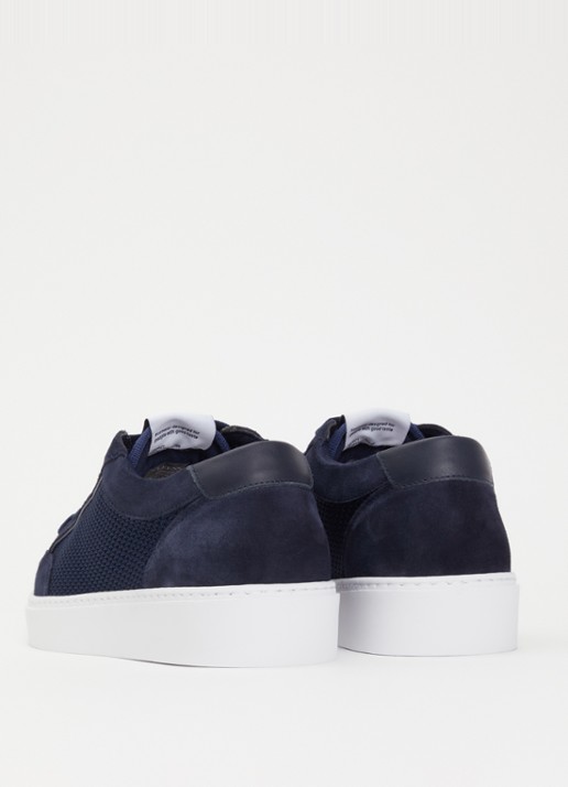 Cleens Luxor sneaker met suède details - achterkant donkerblauw