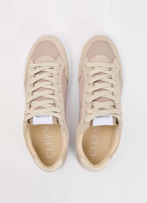 Cleens Luxor sneaker met suède details - detail 2 beige