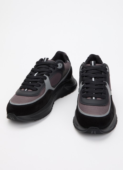 Cleens Onesixty sneaker met suède details - detail zwart